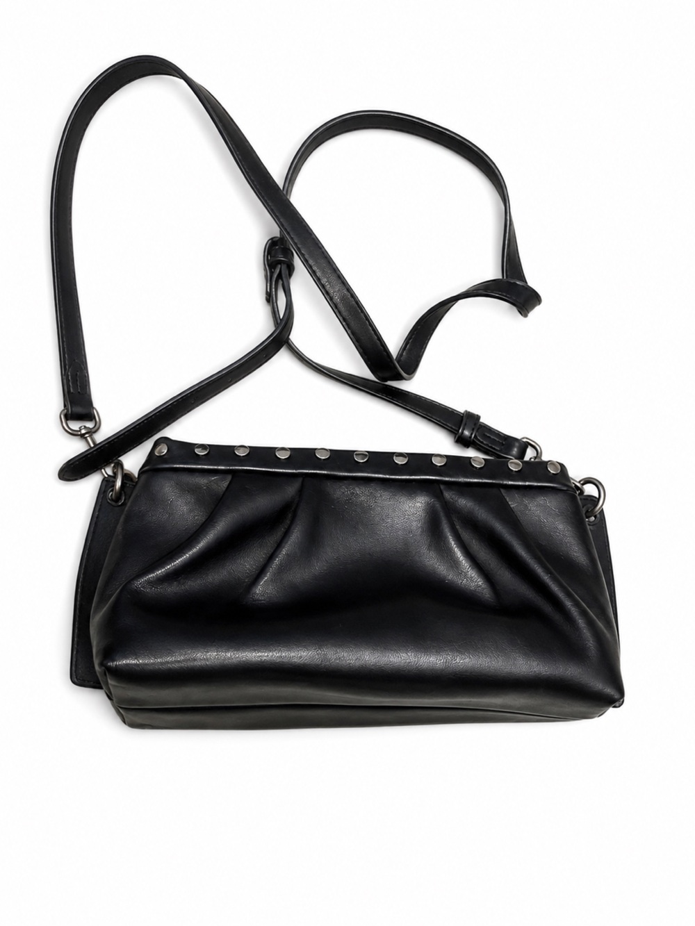 Black Stud-Trim Leather Crossbody Bag